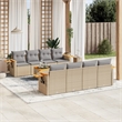Afuera Living Contemporary Synthetic Poly Rattan 9 Piece Sofa Set in Beige