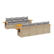 Afuera Living Contemporary Synthetic Poly Rattan 9 Piece Sofa Set in Beige