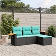 Afuera Living 4 Piece Poly Rattan Patio Sofa Set in Black/Blue
