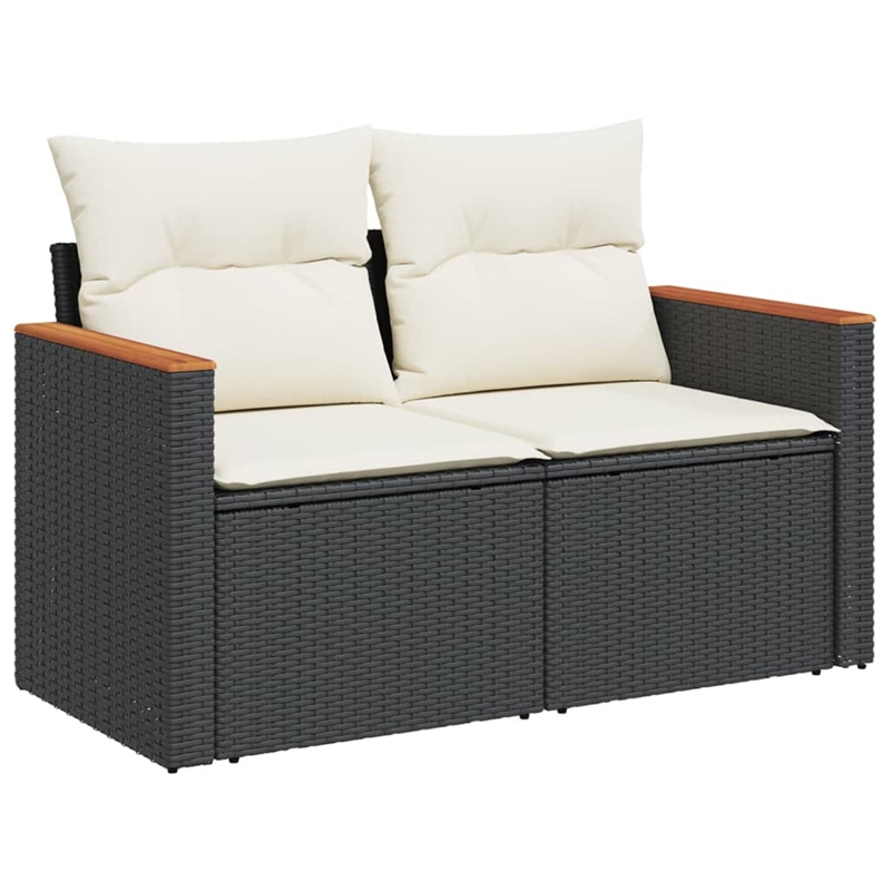 Afuera Living Contemporary 6 Piece Poly Rattan Sofa Set in Black
