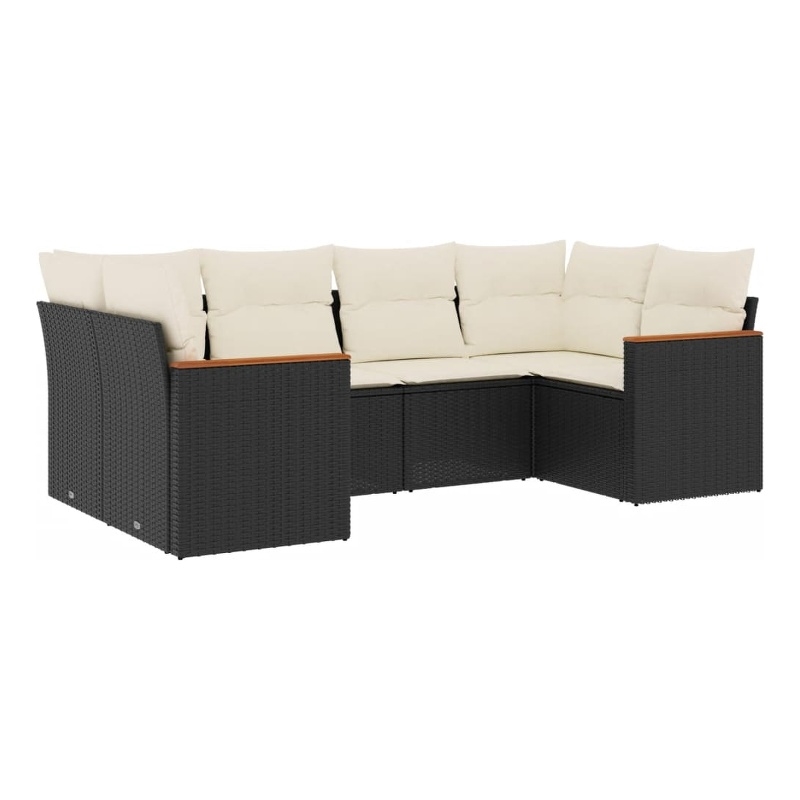 Afuera Living Contemporary 6 Piece Poly Rattan Sofa Set in Black