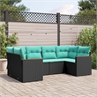 Afuera Living Poly Rattan Large Patio Sofa Set in Black/Blue