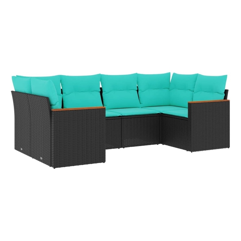 Afuera Living Poly Rattan Large Patio Sofa Set in Black/Blue
