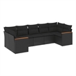 Afuera Living Contemporary 7 Piece Poly Rattan Sofa Set in Black