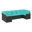 Afuera Living 7 Piece Poly Rattan Patio Sofa Set in Black/Blue