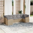 Afuera Living Contemporary 7 Piece Poly Rattan Sofa Set in Beige