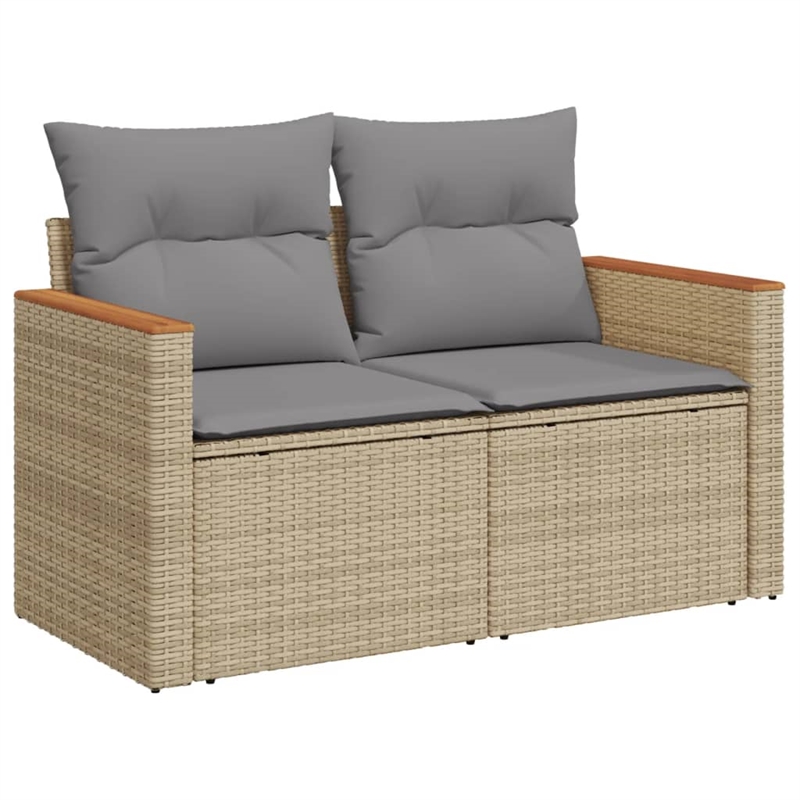 Afuera Living Contemporary 7 Piece Poly Rattan Sofa Set in Beige