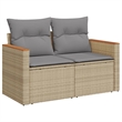 Afuera Living Contemporary 7 Piece Poly Rattan Sofa Set in Beige