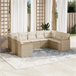Afuera Living Contemporary Synthetic Poly Rattan 9 Piece  Sofa Set in Beige