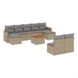 Afuera Living Contemporary 10 Piece Poly Rattan Sofa Set in Gray/Beige