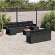 Afuera Living 11 Piece Poly Rattan Large Sofa Set with Removable Covers in Black