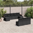 Afuera Living Contemporary 10 Piece Poly Rattan Sofa Set in Black