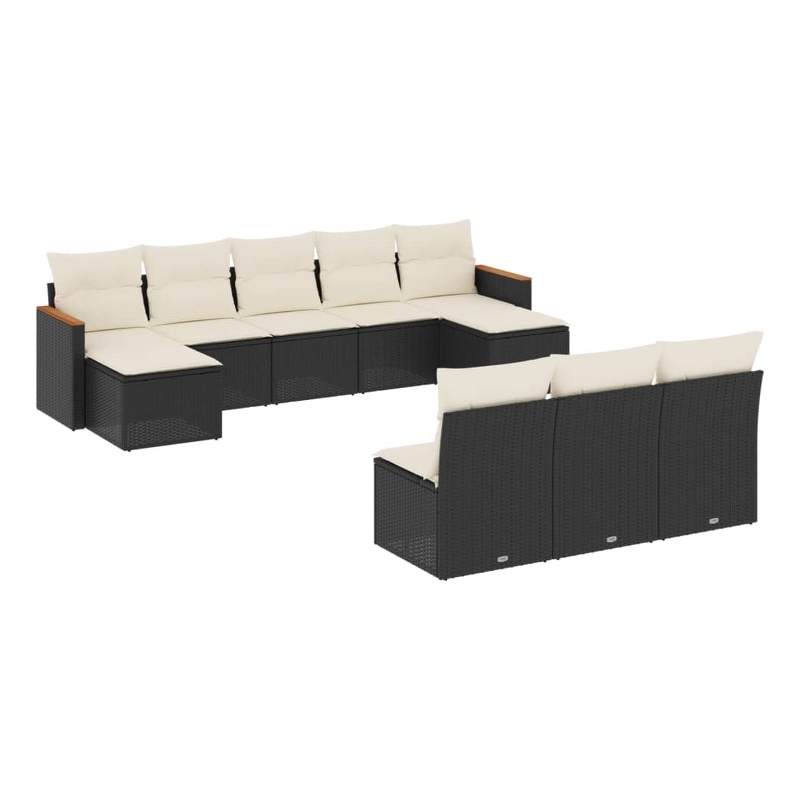 Afuera Living Contemporary 10 Piece Poly Rattan Sofa Set in Black