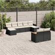Afuera Living Contemporary 9 Piece Poly Rattan Sofa Set in Black/Cream