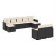 Afuera Living Contemporary 9 Piece Poly Rattan Sofa Set in Black/Cream
