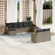 Afuera Living Contemporary 9 Piece Poly Rattan Sofa Set in Gray