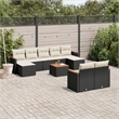 Afuera Living Contemporary 10 Piece Poly Rattan Sofa Set in Black/Cream