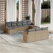 Afuera Living Contemporary Synthetic Poly Rattan 10 Piece Sofa Set in Beige
