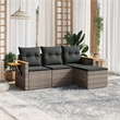 Afuera Living Contemporary 4 Piece Poly Rattan Standard Sofa Set in Gray