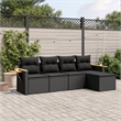 Afuera Living Contemporary 5 Piece Poly Rattan Sofa Set in Black