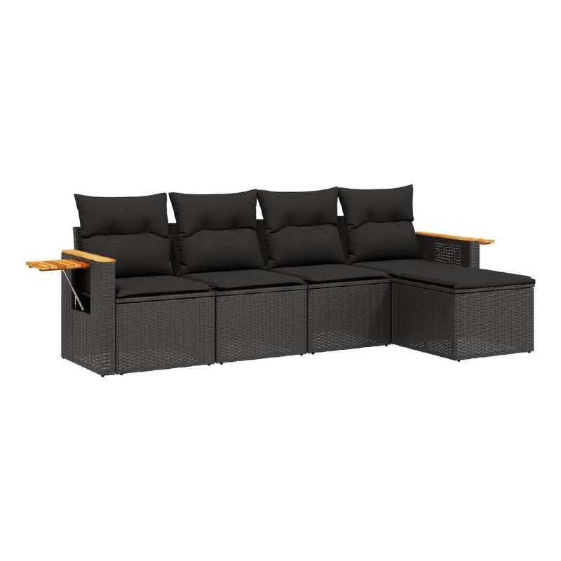Afuera Living Contemporary 5 Piece Poly Rattan Sofa Set in Black