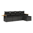 Afuera Living Contemporary 5 Piece Poly Rattan Sofa Set in Black