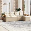 Afuera Living Contemporary Synthetic Poly Rattan 5 Piece Sofa Set in Beige