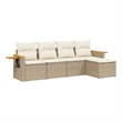 Afuera Living Contemporary Synthetic Poly Rattan 5 Piece Sofa Set in Beige
