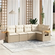 Afuera Living Contemporary 5 Piece Poly Rattan Sofa Set in Cream/Beige
