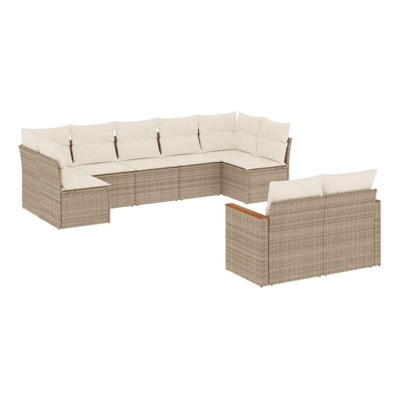 Afuera Living 9 Piece Poly Rattan Small Sofa Set in Cream/Beige