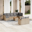 Afuera Living Contemporary 10 Piece Poly Rattan Sofa Set in Beige