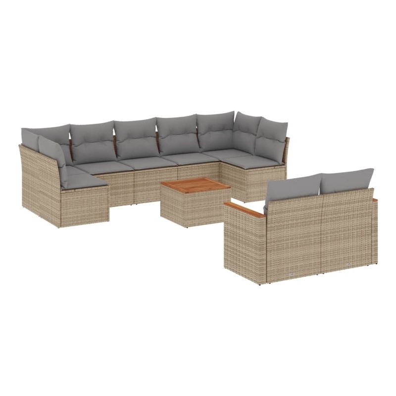 Afuera Living Contemporary 10 Piece Poly Rattan Sofa Set in Beige