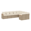 Afuera Living Contemporary 9 Piece Poly Rattan Sofa Set in Beige
