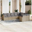 Afuera Living Contemporary 9 Piece Poly Rattan Sofa Set in Beige
