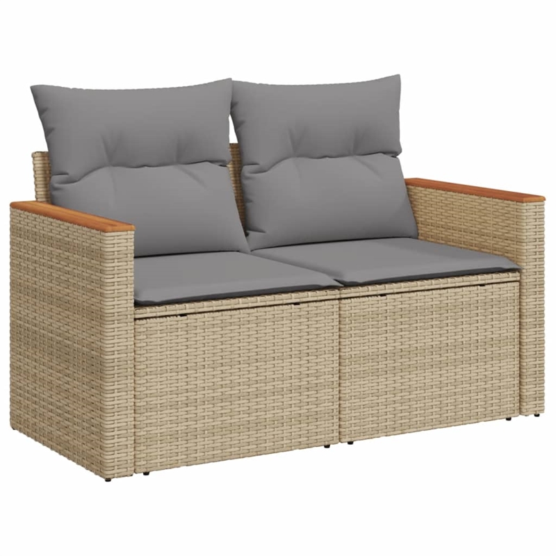 Afuera Living Contemporary 9 Piece Poly Rattan Sofa Set in Beige