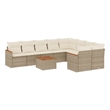 Afuera Living Contemporary 10 Piece Poly Rattan Sofa Set in Beige