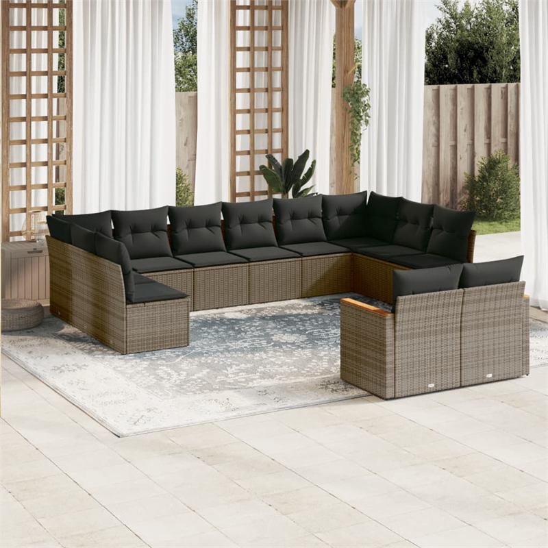 Afuera Living Contemporary 12 Piece Poly Rattan Sofa Set in Gray