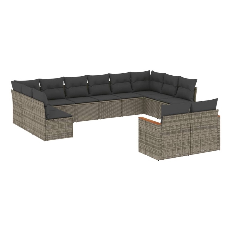 Afuera Living Contemporary 12 Piece Poly Rattan Sofa Set in Gray