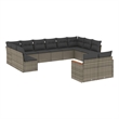 Afuera Living Contemporary 12 Piece Poly Rattan Sofa Set in Gray