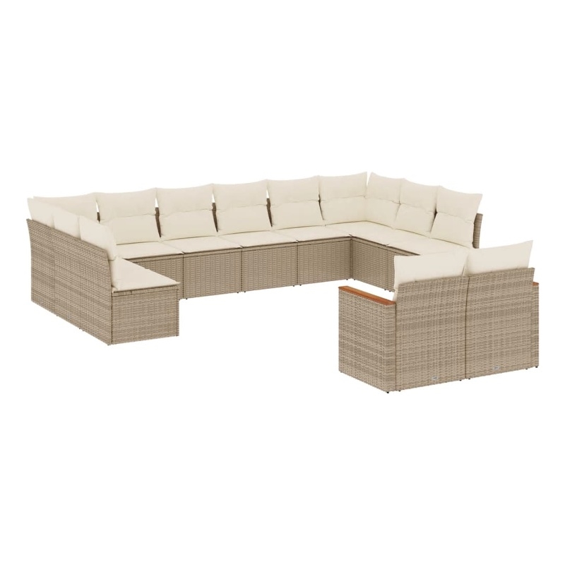 Afuera Living Contemporary 12 Piece Poly Rattan Large Sofa Set in Beige