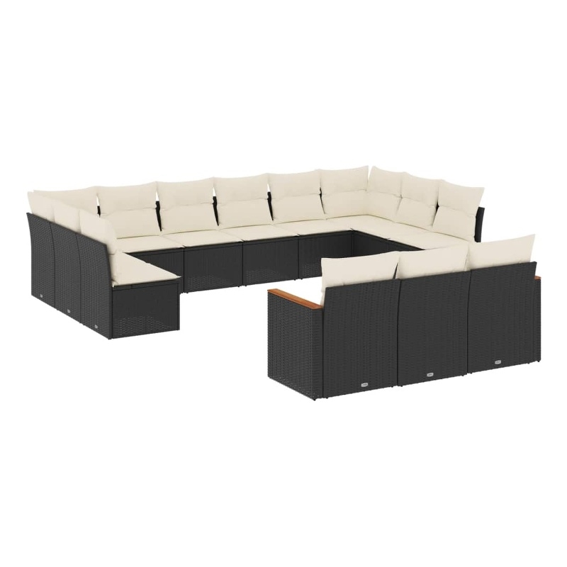 Afuera Living Contemporary 13 Piece Poly Rattan Sofa Set in Black
