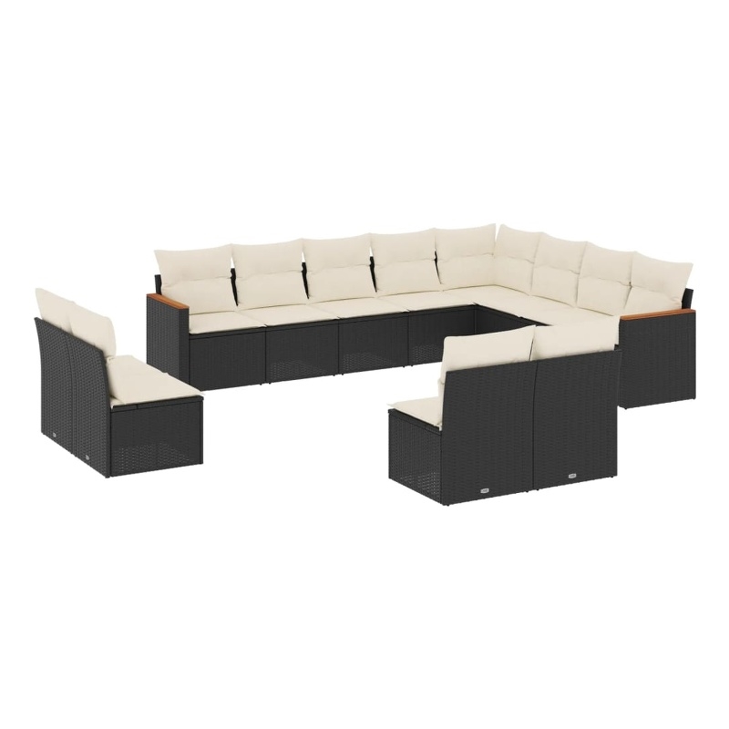 Afuera Living Synthetic Poly Rattan 12 Piece Large Sofa Set in Black