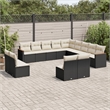 Afuera Living Contemporary 13 Piece Poly Rattan Sofa Set in Black/Cream