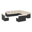 Afuera Living Contemporary 13 Piece Poly Rattan Sofa Set in Black/Cream
