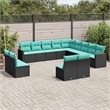 Afuera Living Poly Rattan Large Patio Sofa Set in Black/Blue