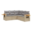 Afuera Living Contemporary Synthetic Poly Rattan 5 Piece Sofa Set in Beige