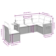 Afuera Living Contemporary 5 Piece Poly Rattan Sofa Set in Black/Cream