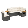 Afuera Living Contemporary 5 Piece Poly Rattan Sofa Set in Black/Cream