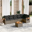 Afuera Living Contemporary 7 Piece Poly Rattan Sofa Set in Gray
