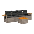 Afuera Living Contemporary Synthetic Poly Rattan 5 Piece  Sofa Set in Gray